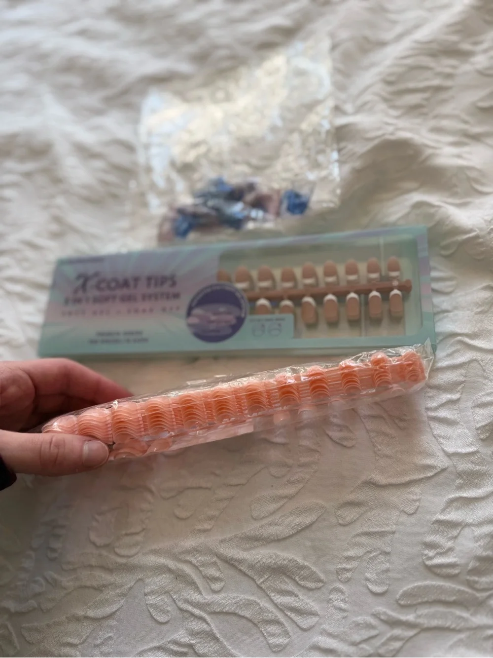 Assorted Full-Cover Glue-On Fake Nail Tips with glue